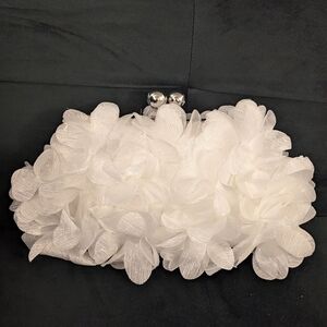 Floral Applique white clutch